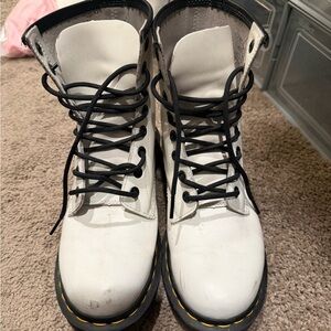 Dr. Martens White Lace Up Boots